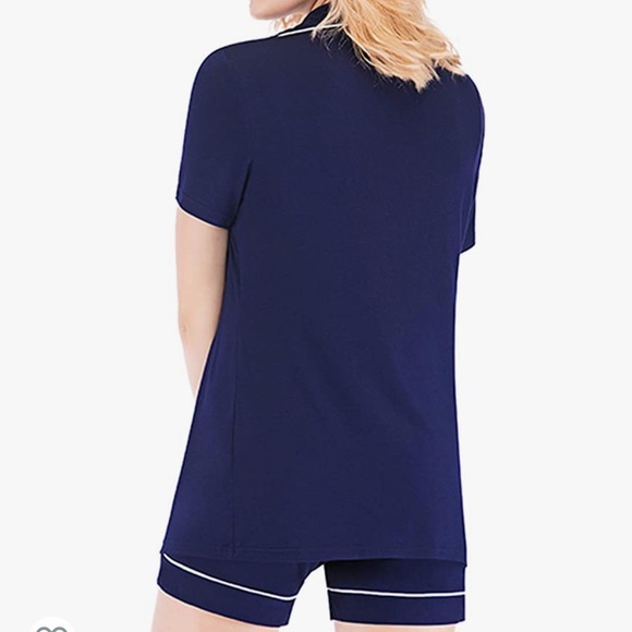 Woman's SIORO Navy Button Down PJ/Sleepwear Top M - Picture 4 of 9